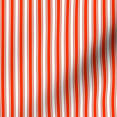 Extra Small Orange red Ticking stripe - red and white - classic upholstery fabric farmhouse shabby chic french country cottage cottagecore beach coastal ticking linen christmas stripes