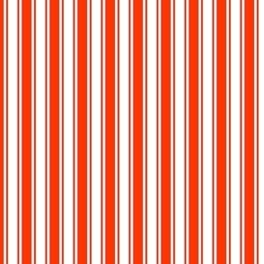 Extra Small Orange red Ticking stripe - red and white - classic upholstery fabric farmhouse shabby chic french country cottage cottagecore beach coastal ticking linen christmas stripes