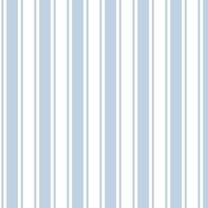 Small Fog light blue Ticking stripe - blue and white - classic upholstery fabric farmhouse shabby chic french country cottage cottagecore beach coastal ticking linen