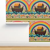 Noah's Ark Antique Style Cheater Quilt