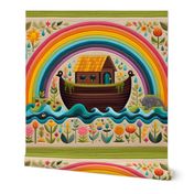 Noah's Ark Antique Style Cheater Quilt