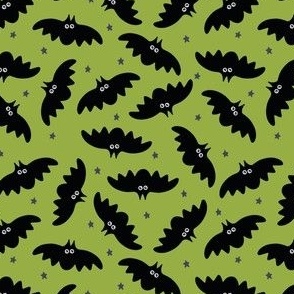 (S) Halloween Bats Black on Green