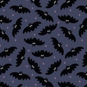 (S) Halloween Bats Black on Night Blue
