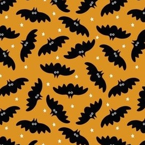 (S) Halloween Bats Black on Orange