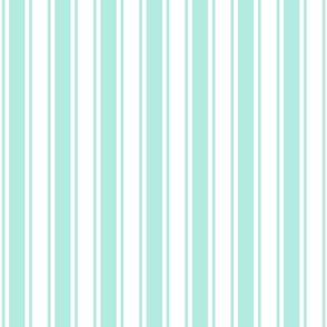 Medium Foam green (mint green) Ticking stripe - mint and white - classic upholstery fabric farmhouse shabby chic french country cottage cottagecore beach coastal ticking linen