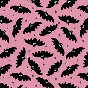 (S) Halloween Bats Black on Pink