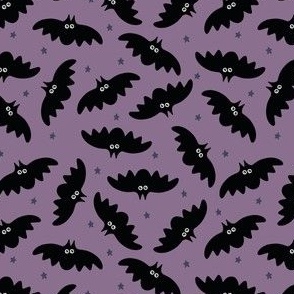 (S) Halloween Bats Black on Purple