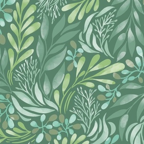 green leafy fancy wallpaper scale