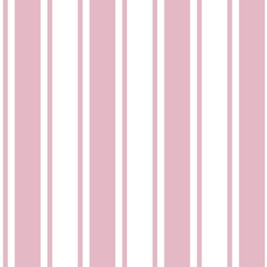 Large Light mauve Ticking stripe - pink and white - classic upholstery fabric farmhouse shabby chic french country cottage cottagecore girly girl nursery preppy nursery classic nursery