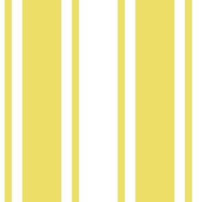 Extra Large Celandine yellow Ticking stripe - yellow and white - classic upholstery fabric farmhouse shabby chic french country cottage cottagecore beach coastal ticking linen