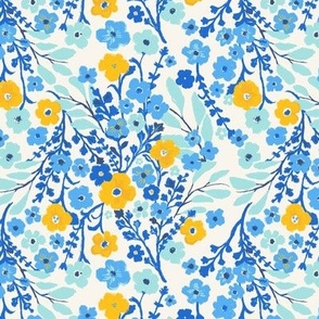 Summer Blooms By The Sea in French Blue, Cobalt Blue, Navy Aqua and Lemon Yellow | 6 inch