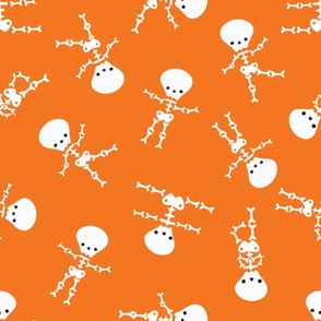 large dancing skeletons / orange