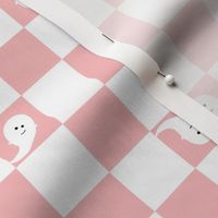 Halloween Ghost Checkers - Pink & White