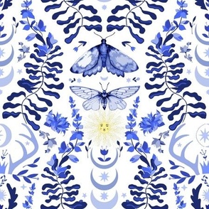 larkspur damask delft blue