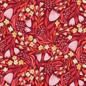 floral fancy red small scale