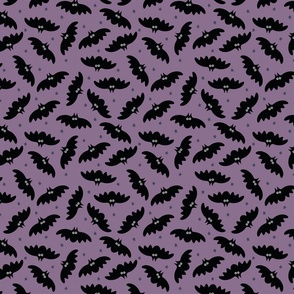 (M) Halloween Bats Black on Night Purple