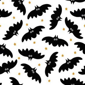(L) Halloween Bats Black on White