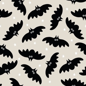 (L) Halloween Bats Black on Neutral