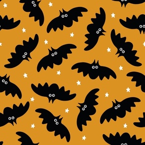 (L) Halloween Bats Black on Orange