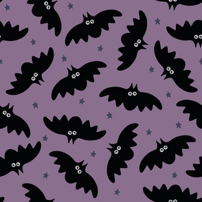 (L) Halloween Bats Black on Purple