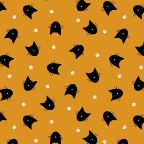(S) Halloween Minimal Cats Black on Orange