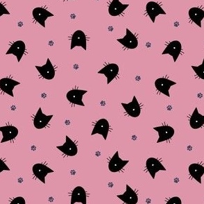 (S) Halloween Minimal Cats Black on Pink