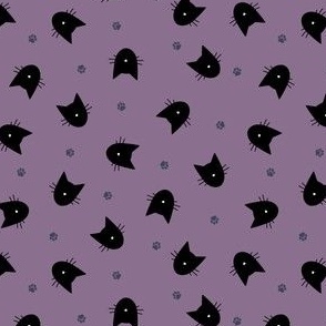 (S) Halloween Minimal Cats Black on Purple