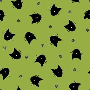 (M) Halloween Minimal Cats Black on Green