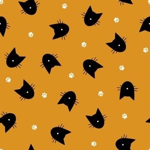 (M) Halloween Minimal Cats Black on Orange