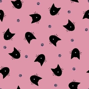 (M) Halloween Minimal Cats Black on Pink