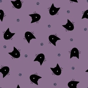 (M) Halloween Minimal Cats Black on Purple