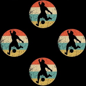 Soccer Player Kick Silhouette Retro Sports Repeating Pattern Black