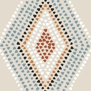 Mosaic - Tribal Desert Diamonds - Blue - Terracotta - Brown - White - Mustard - Clay - Large