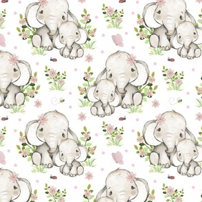 Pink Floral Safari Animals Elephant Baby Girl Nursery Ladybug Bees Butterfly Greenery 