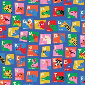 Baby Animal Alphabet Activity Playmat Checkerboard With Colorful Geometric Shapes