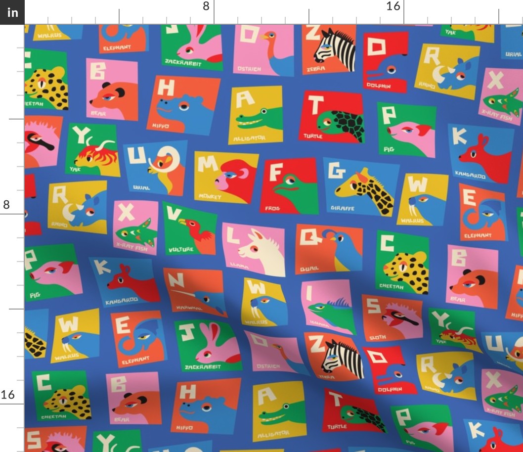 Baby Animal Alphabet Activity Playmat Checkerboard With Colorful Geometric Shapes