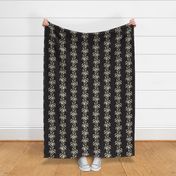 SMALL TRADITIONAL WESTERN DESERT MONO FLOWER BOTANICAL STRIPE-BLACK AND EGGSHELL WHITE