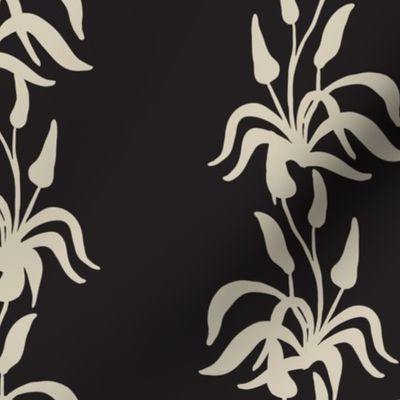 SMALL TRADITIONAL WESTERN DESERT MONO FLOWER BOTANICAL STRIPE-BLACK AND EGGSHELL WHITE