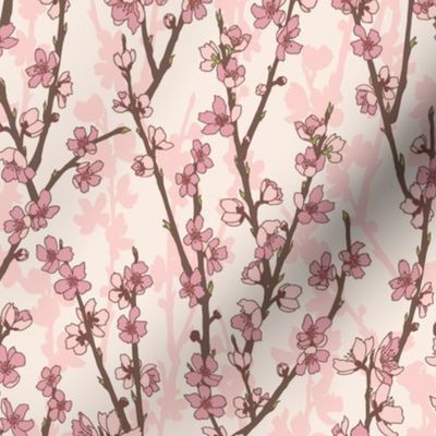 Spring Time Peach Blossoms on Pink 
