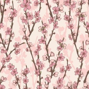Spring Time Peach Blossoms on Pink 