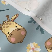 sweet giraffes 2 two inch baby giraffe face tossed garden botanical in dusty jade sea foam sage green kids childrens clothing and bedding