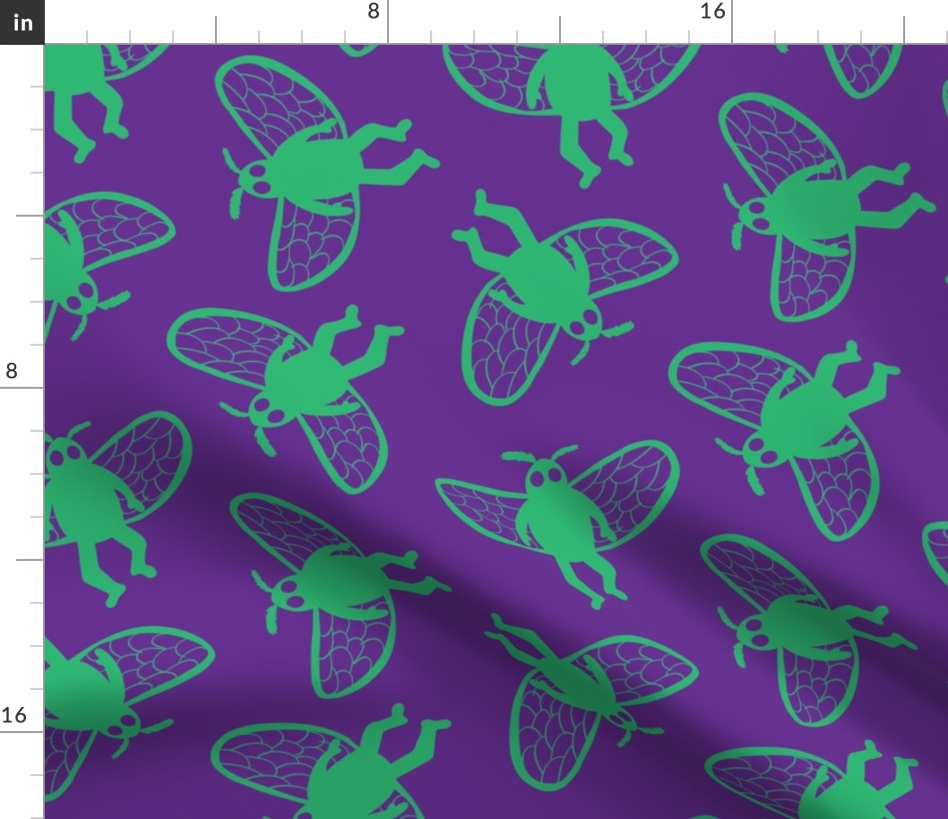 Bright Green Multidirectional mothman on purple