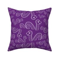 Zigzag Line drawing Lochness Monster Multidirectional White on Purple