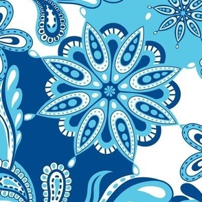 Blue and Aqua Team Color Paisley Mandala