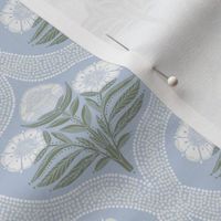 Floral Stem Botanical Garden Morris Inspired 4 in Arctic Blue