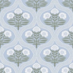 Floral Stem Botanical Garden Morris Inspired 4 in Arctic Blue