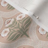 Floral Stem Botanical Garden Morris Inspired 4 in Cream Tan background