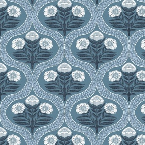 Floral Stem Botanical Garden Morris Inspired 12 in Blue