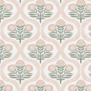 Floral Stem Botanical Garden Morris Inspired 12 in Cream Tan