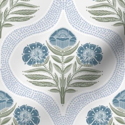 Floral Stem Botanical Garden Morris Inspired 12 in Provincial Blue